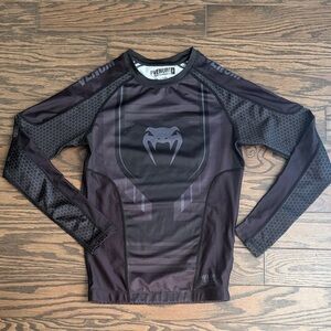 Venum Black and Gray Long Sleeve Rash Guard size Small